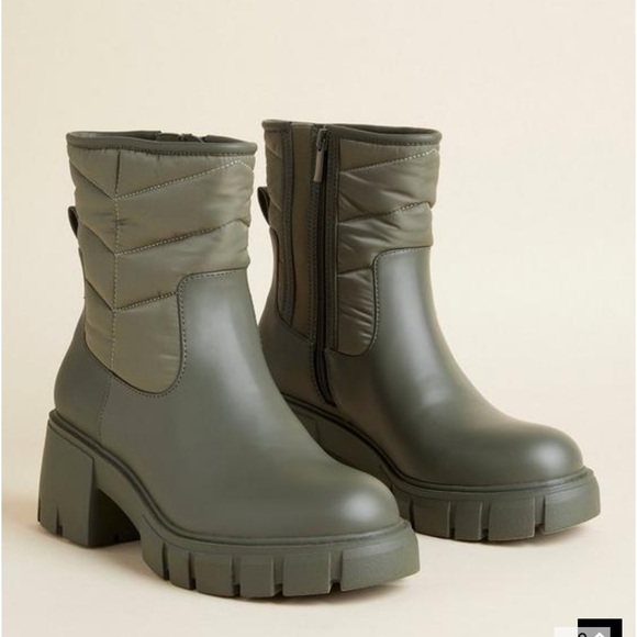 torrid Shoes - Torrid Olive Quilted Chunky Bootie (WW)